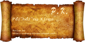 Páhány Kinga névjegykártya